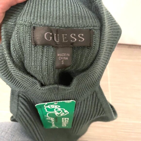 NWT GUESS Ribbed Shayna Ottoman Halter Mock Neck Sleeveless Tank Sweater Small - Picture 10 of 15